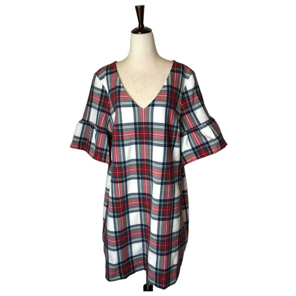 Vineyard Vines Red Green White Plaid Mini Dress
